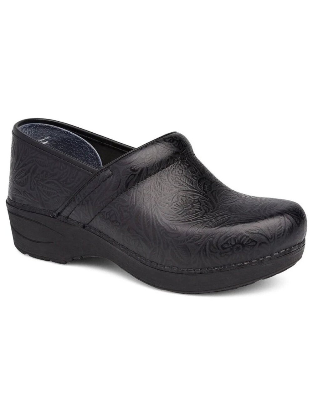 NEW Dansko XP 2.0 Tooled Floral Leather Clog Comfort Women's EU 41/10.5-11 Black